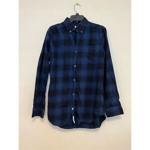 Five Four Black Blue Plaid Flannel Button Front Shirt Men's Medium
